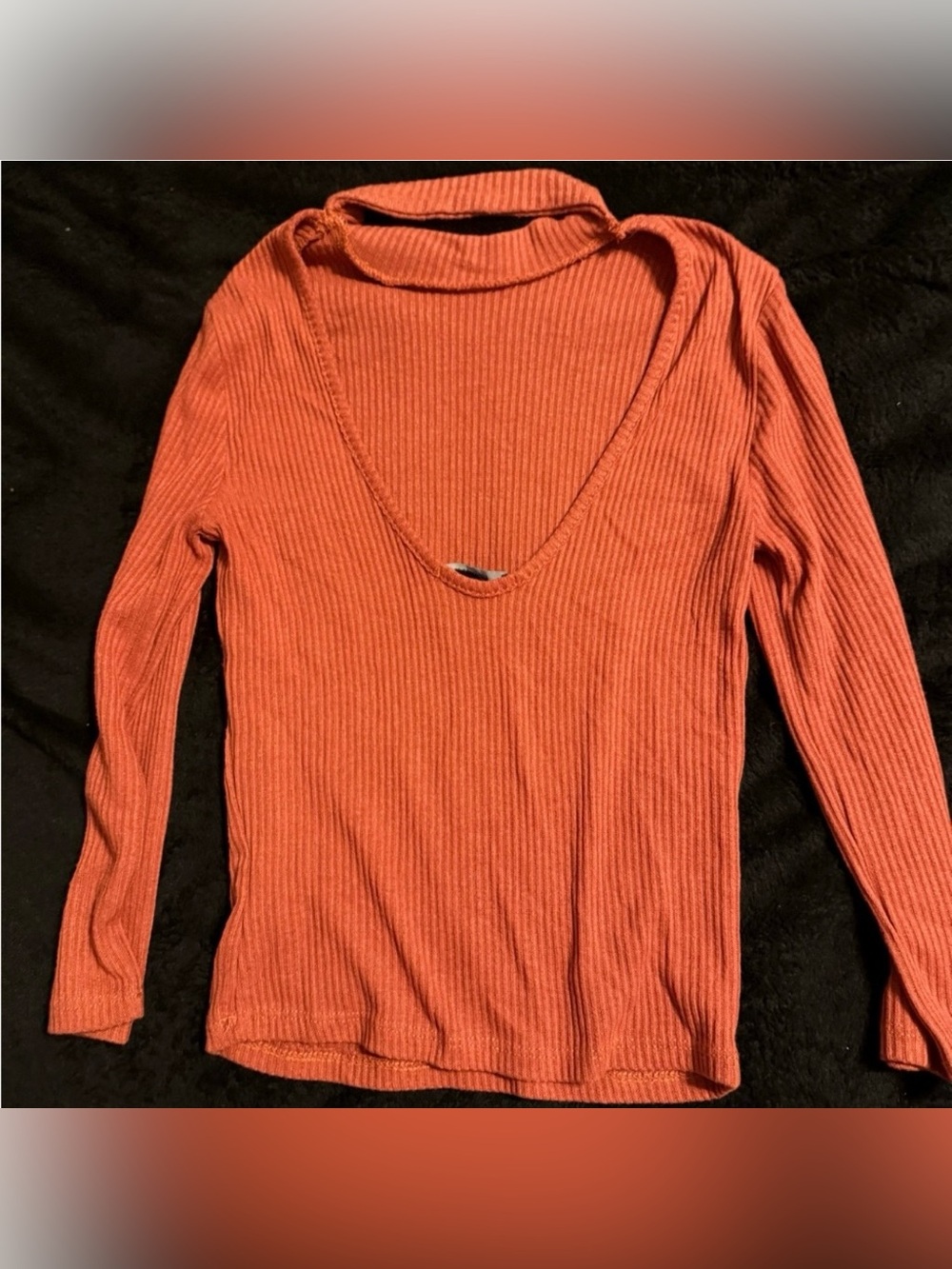 Forever 21 Ribbed Mock Neck Top - Rust - Picture 2 of 3